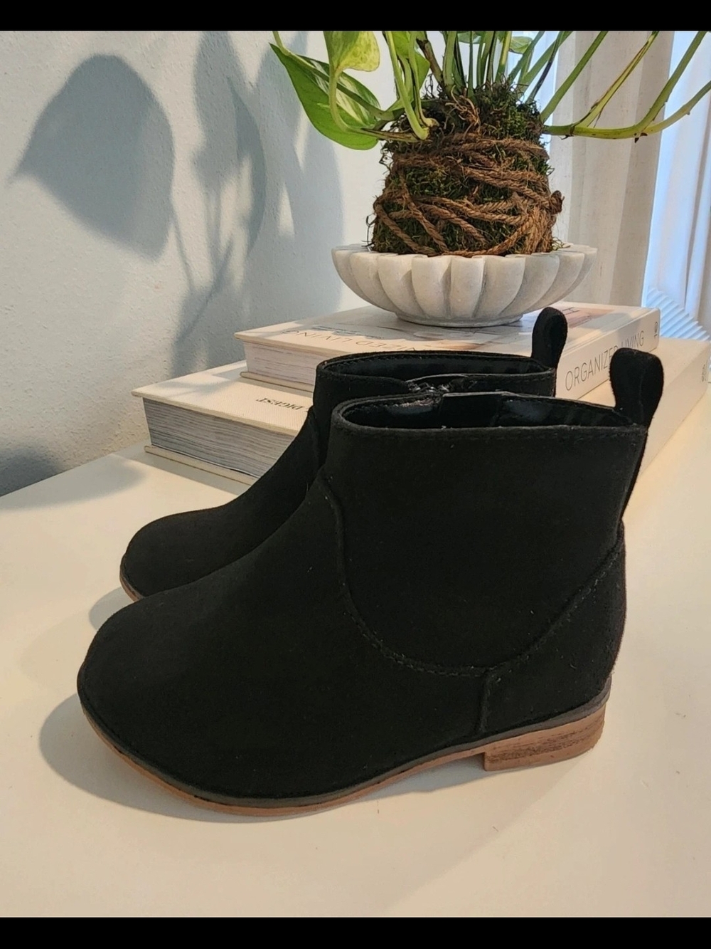 Cat & Jack Black Suede-Look Kids Ankle Boots